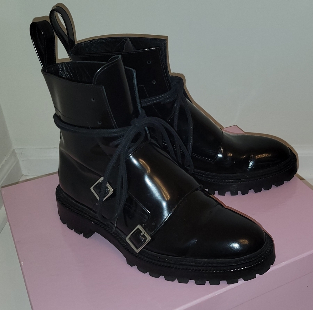 Inch 2 glossy black monk boots size 39 euro size. US 9.